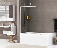 Стеклянная шторка для ванны WasserKRAFT Main 41S02-80 , раздвижная/распашная, одностворчатая, 800х1400 мм